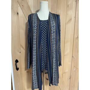 Land's End | Boho Long Sleeve Long Cardigan and Shirt Set | Size M 10-12